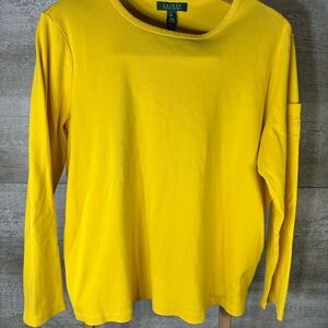 Lauren Ralph Lauren Vibrant Yellow Ling Sleeve Top Size 2X